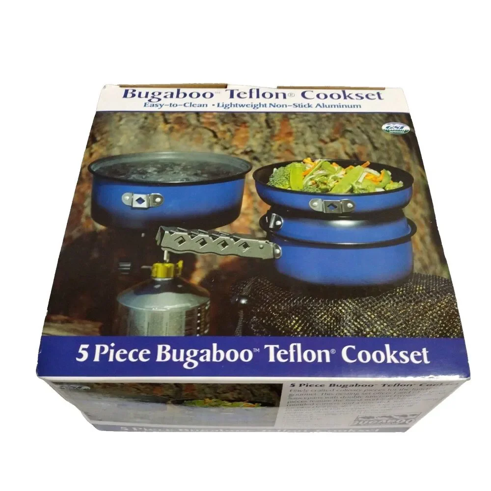 GSI Outdoors Bugaboo 5 pc Teflon Cookset Blue Non-Stick Aluminum Camp Tailgate